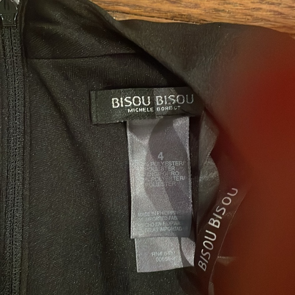 NWT BISOU BISOU Womens Black Wide Leg Jumpsuit Size 4 w Faux Gemstone Belt - Picture 9 of 11